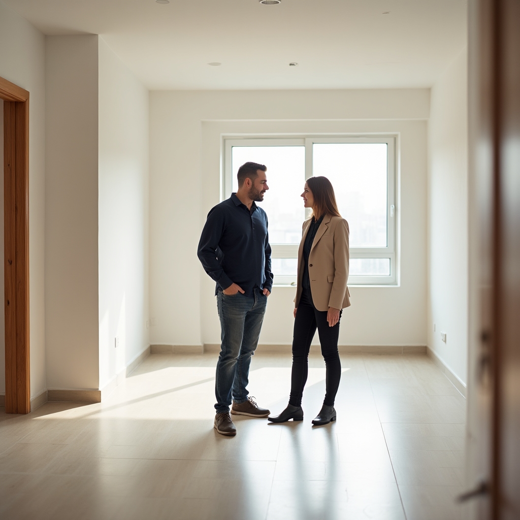 Workshop participants inspecting a new apartment during delivery