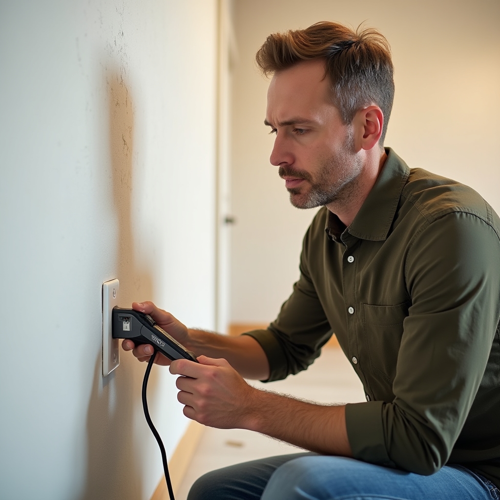 Testing electrical outlets and switch panels in a new apartment